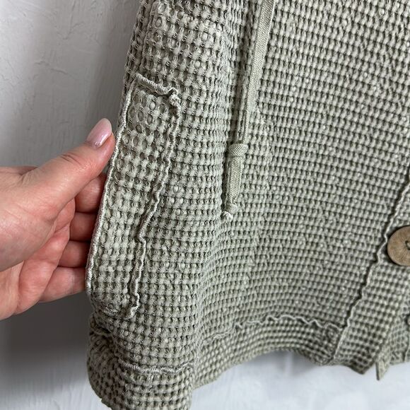 Focus Vintage 90s Sleeveless Cotton Textured Waffle Knit Vest In Beige Size L - Picture 2 of 7